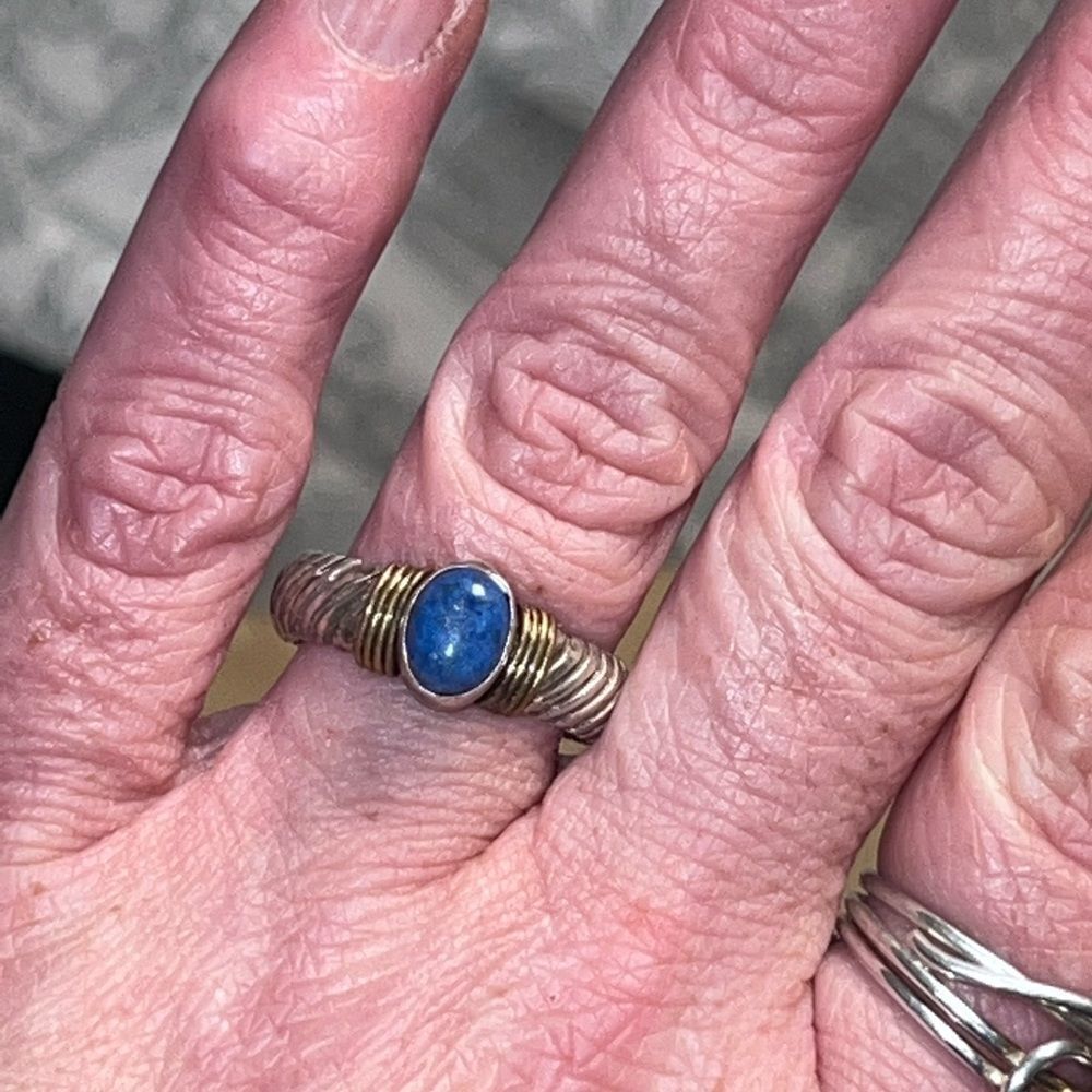 Vintage Sterling 12K Blue Kyanite Twisted Rope Ring size 8 - Picture 5 of 13